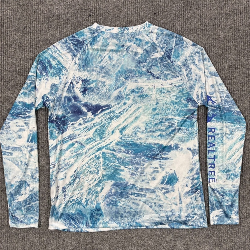 Ocean Coast Realtree Womens XL Performance Fishing Shirt Blue Long Sleeve UV - Picture 2 of 8